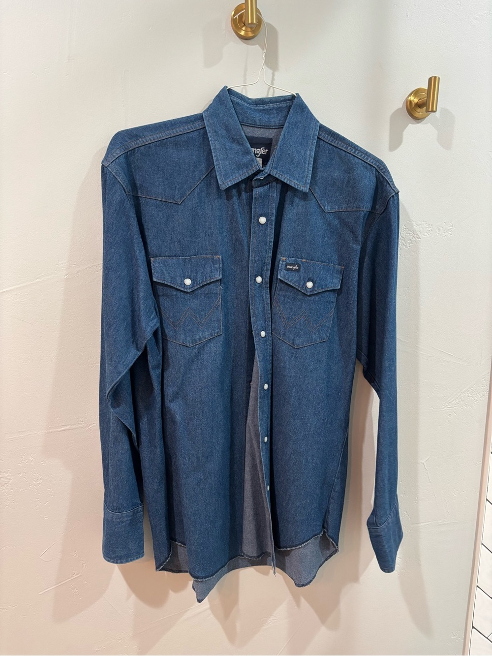 Wrangler Blue Denim Shirt with Logo Patch